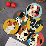 coasters animaux tête chien polka dots couleur moderne ensemble pièces