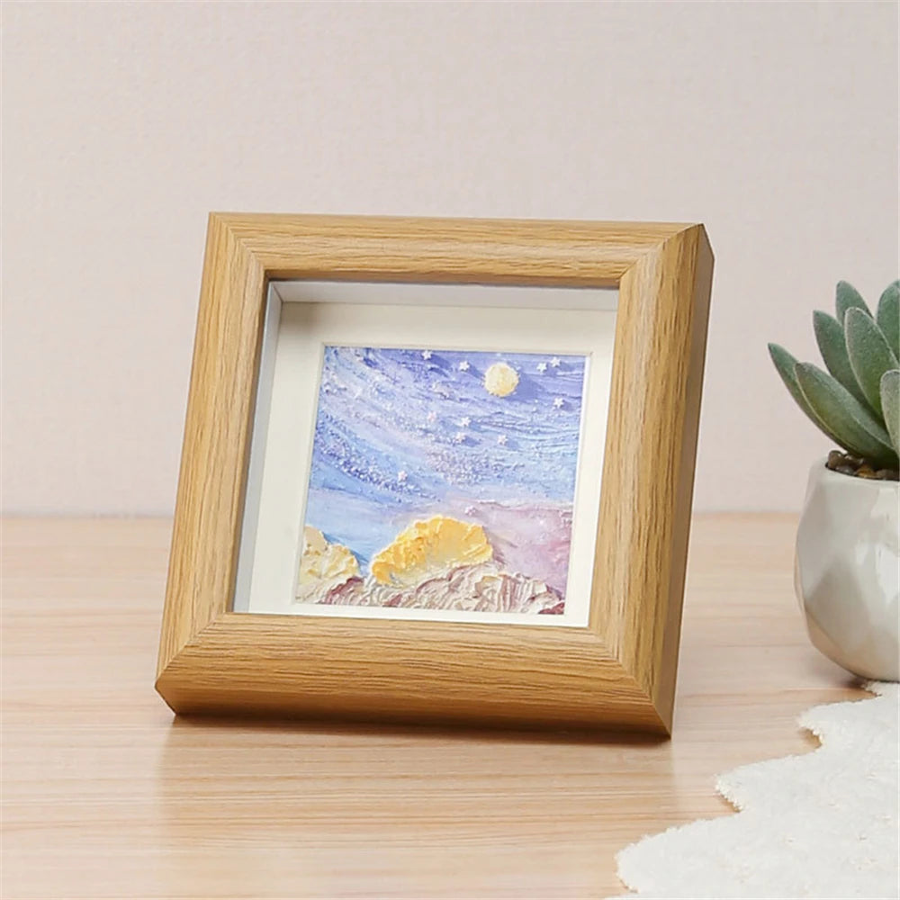 cadre photo bois naturel clair texture classique deco maison enfant anniversaire