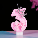 bougies numériques anniversaire filles pailletées rose couronne strass nœud papillon festive