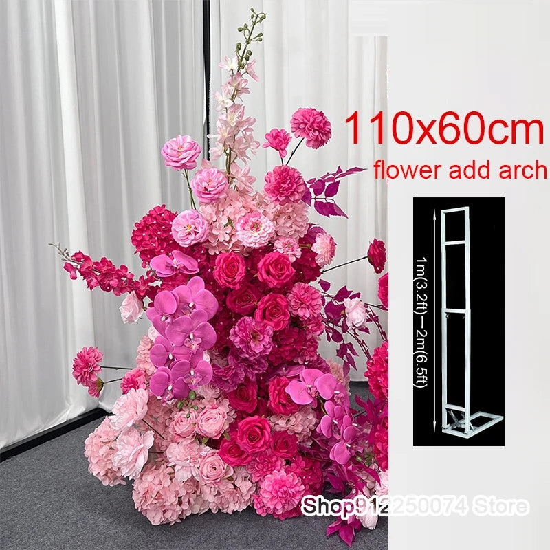 décoration mariage romantique roses artificielles colonnes florales bienvenue panel bienvenue