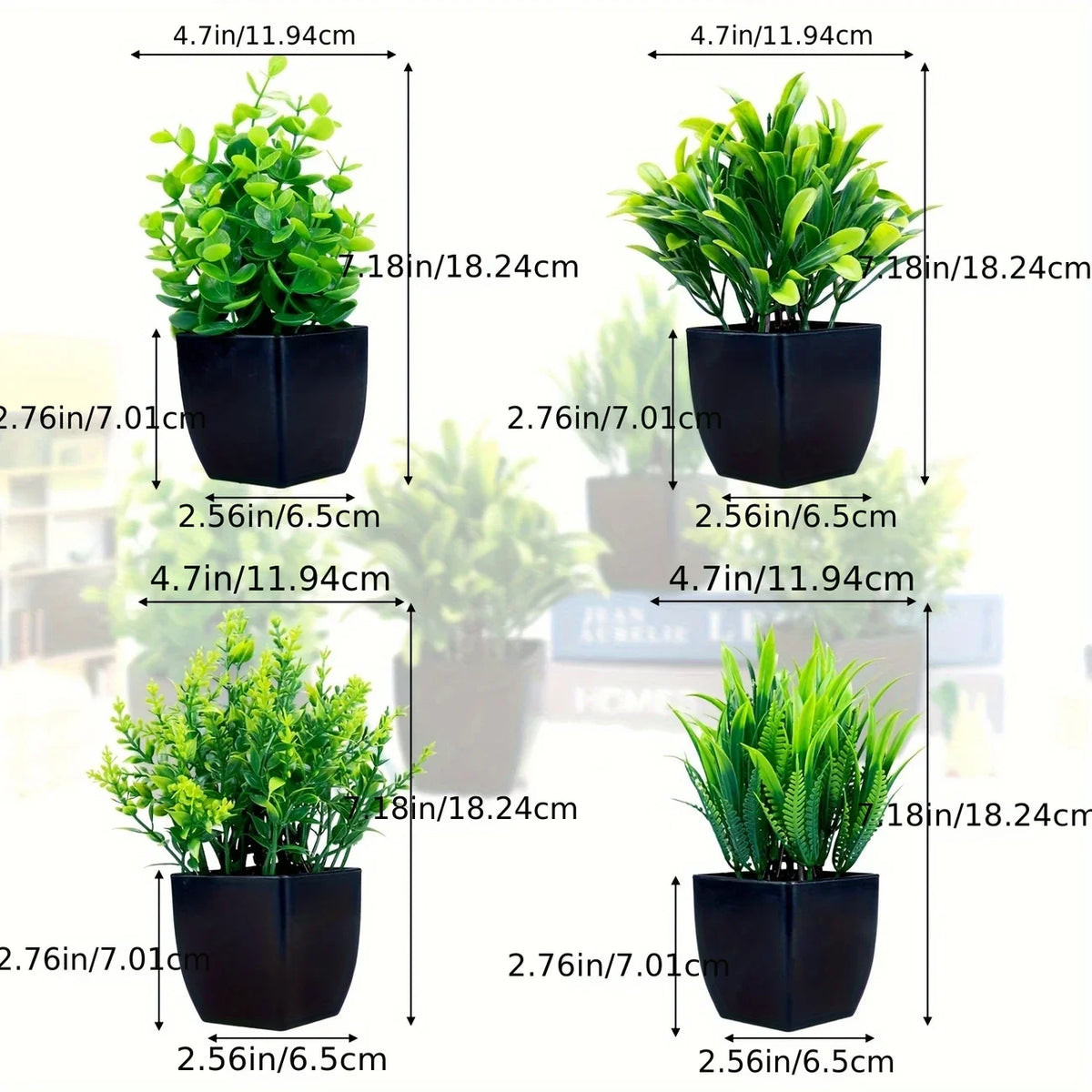 plante artificielle eucalyptus moderne pot noir feuilles vertes intérieur extérieur décoration table farmhouse