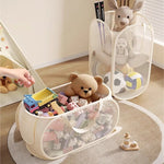 panier rangement transparent moderne poignées détachables beige clair jouets articles divers