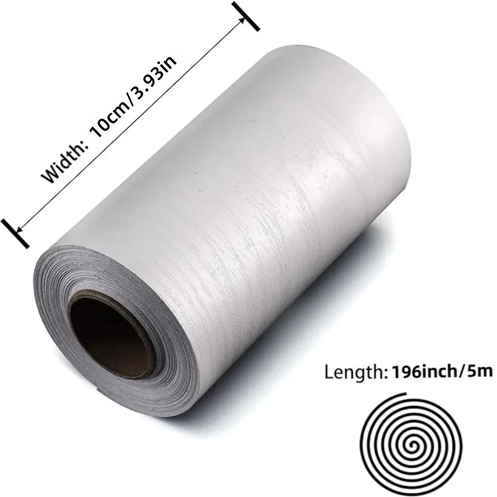 ruban réparation meuble adhésif texture bois moderne gris clair 10cm large 5m longueur.instructions inclusées