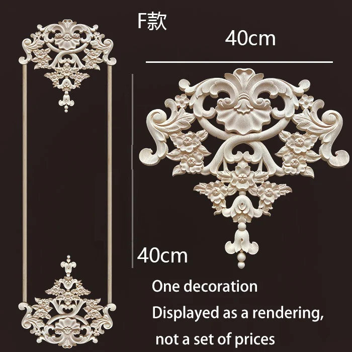 ornement mural bois blanc sculpture baroque fleurs motif classique décoration maison ancien décor