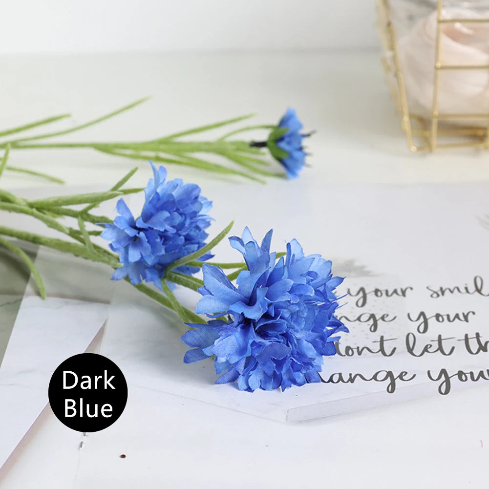 bouquet fleurs artificielles soie bleu blanc violet vert intérieur décoration champêtre minimaliste festive mariage