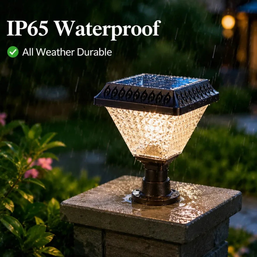lampe solaire led ip65 étanche rgb automatisée moderne transparente motifs géométriques fixée