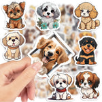 stickers animaux compagnie chien dessin animé expression variée adhésif usage unique multiple couleurs transparents