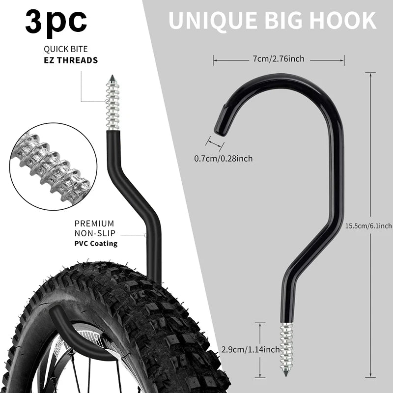 crochet mural acier noir support rangement outils garage vélo escabeau fixation vis