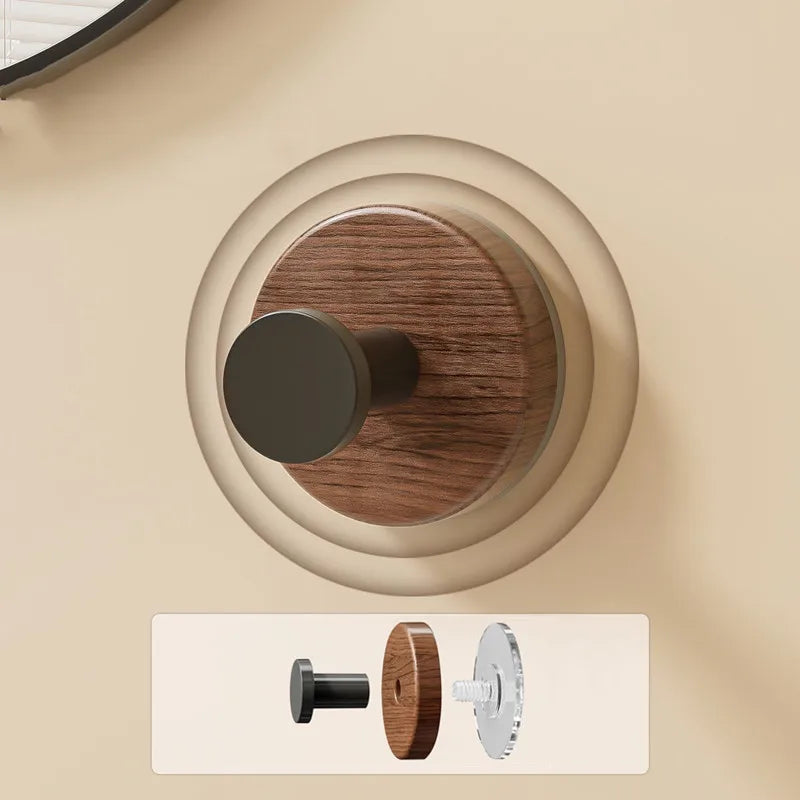 porte sacs marron clair noir bois naturel adhésif support rangement cuisine salle bain minimaliste