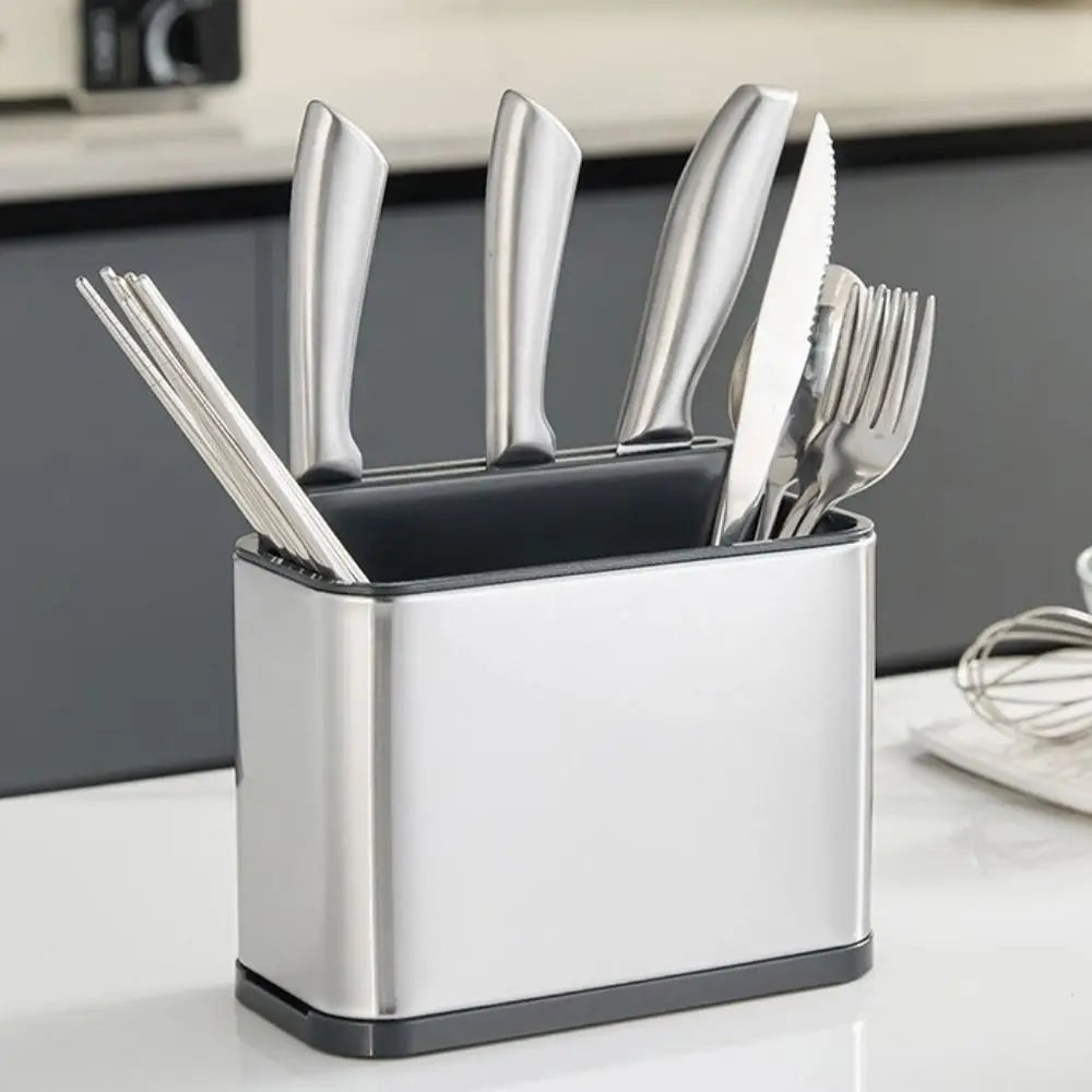 rangement couverts acier inoxydable couteaux fourchettes cuillères baguettes éponges moderne minimaliste imperméable anti rouille