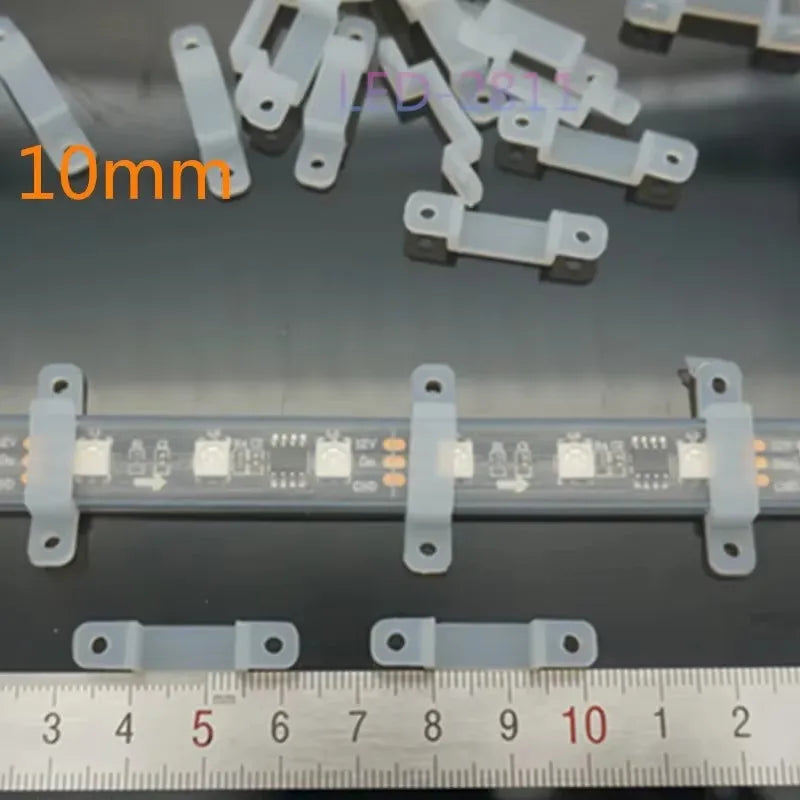 clips fixation rubans led transparent 8mm 10mm 12mm clips pcb led bandes lumière