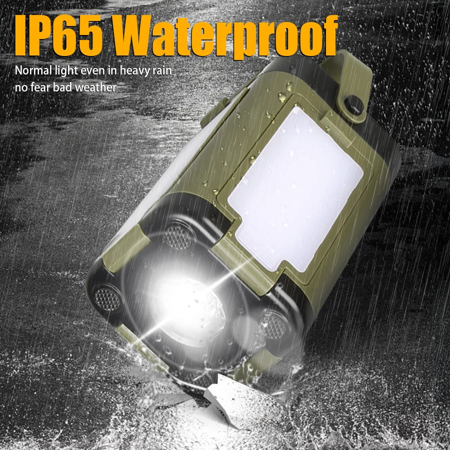 lampe solaire portable camping vert olive modes éclairage led recharge usb