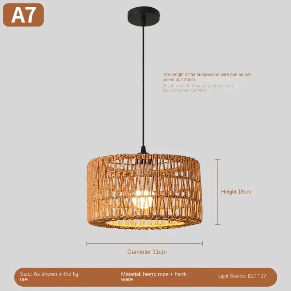 suspension lumineuse moderne rustique bambou naturel ampoules E27 opaques chambre décoration
