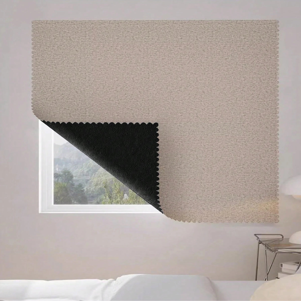 rideau adhésif noir beige uni moderne minimaliste opacité 100% polyester français