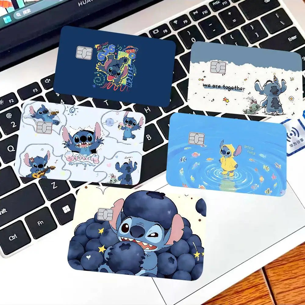 étiquettes carte bancaire stitch dessin animé mignon adhésif réutilisable waterproo