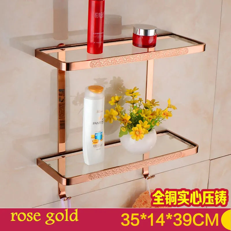 étagère salle bain double niveau or chrome moderne minimaliste clips inclusion vis écrous