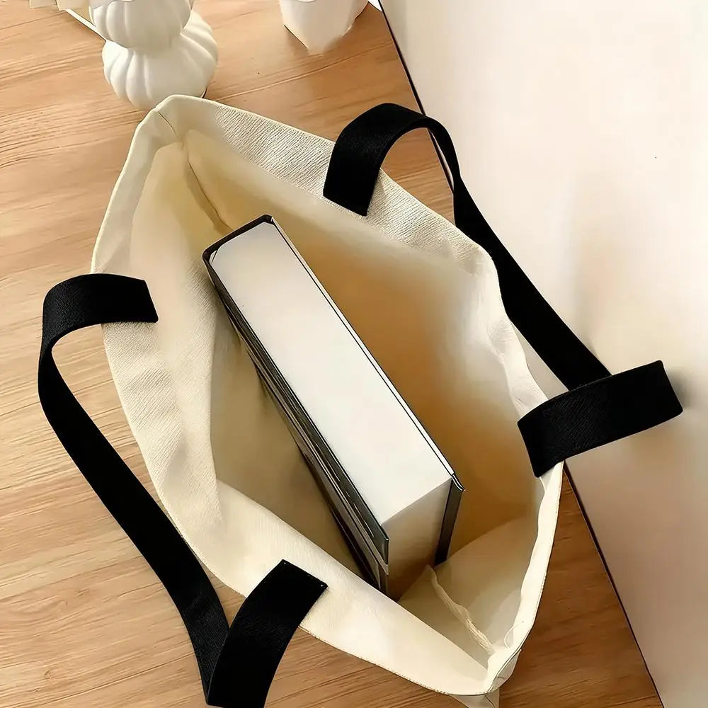 sac main blanc dessins humoristiques messages modernes réutilisable toile 16x40cm