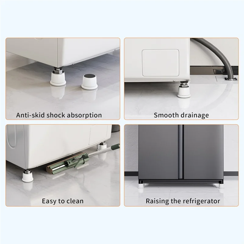 pieds d'appoint ajustables blancs rayures verticales adhésifs antislip anti vibration modernes