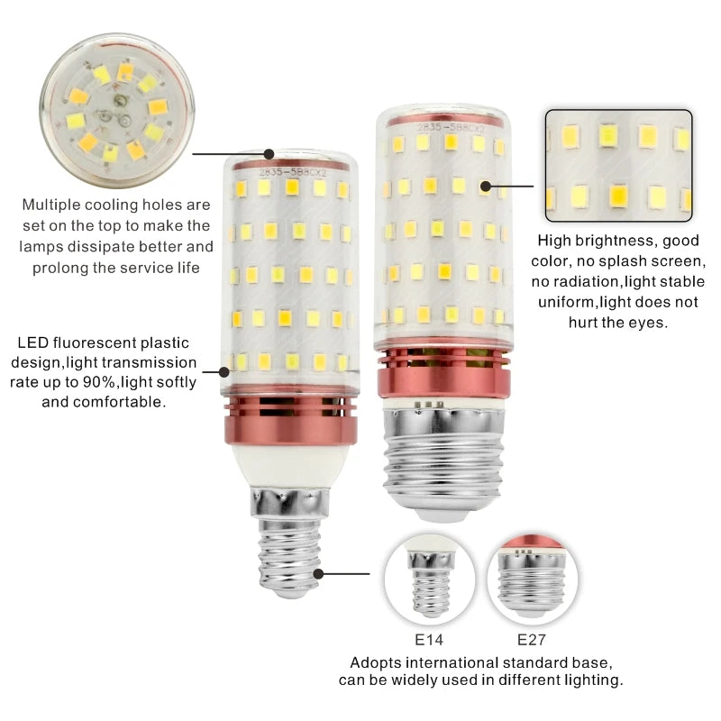 ampoules led e14 e27 carrés dorés fond blanc moderne blanc chaud doré