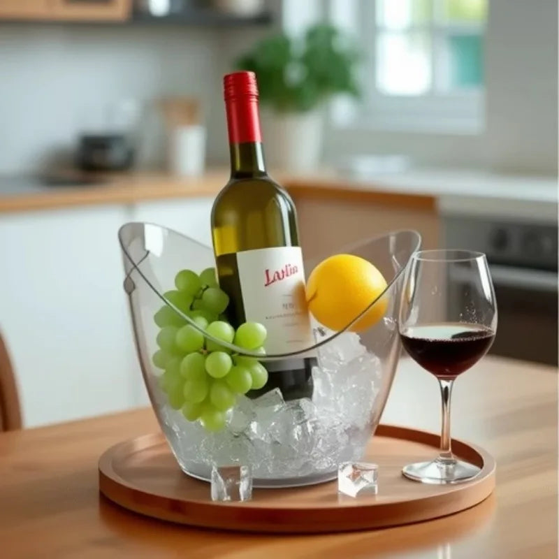 seau glace transparent 8l moderne élégant bouteilles vin bière glaçons fruitsextérieur champenois