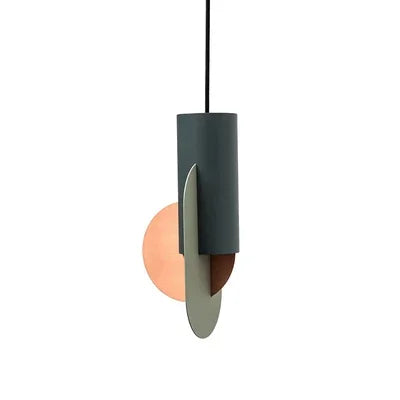 suspension lumineuse moderne gris vert orange forme géométrique simple