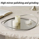 Plateau rangement moderne bois cadre métallique verres champagne bougies fleurs séchées desserts minimaliste élégant