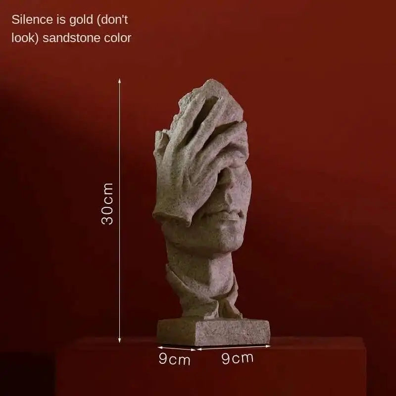 statuette or silencieux homme masqué moderne abstraite art classique hauteur 31cm largeur 11cm poids