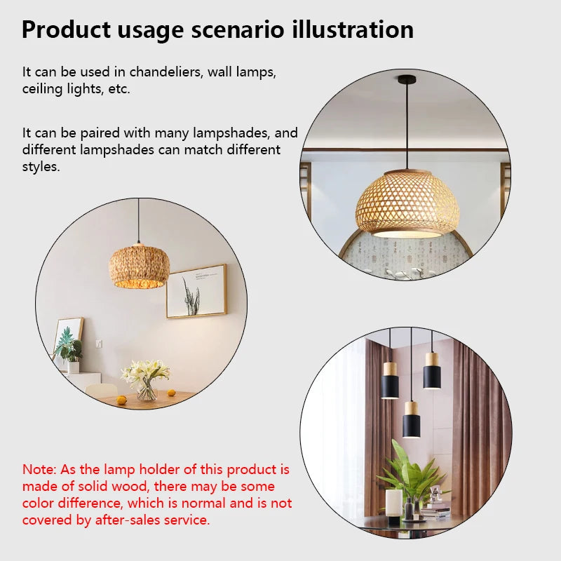 base câble suspendu lampe bois texture moderne douille E27 noir brun foncé