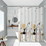 rideau douche fleuri moderne fleurs papillons motifs naturels blancs jaunes marrons noirs imperméable