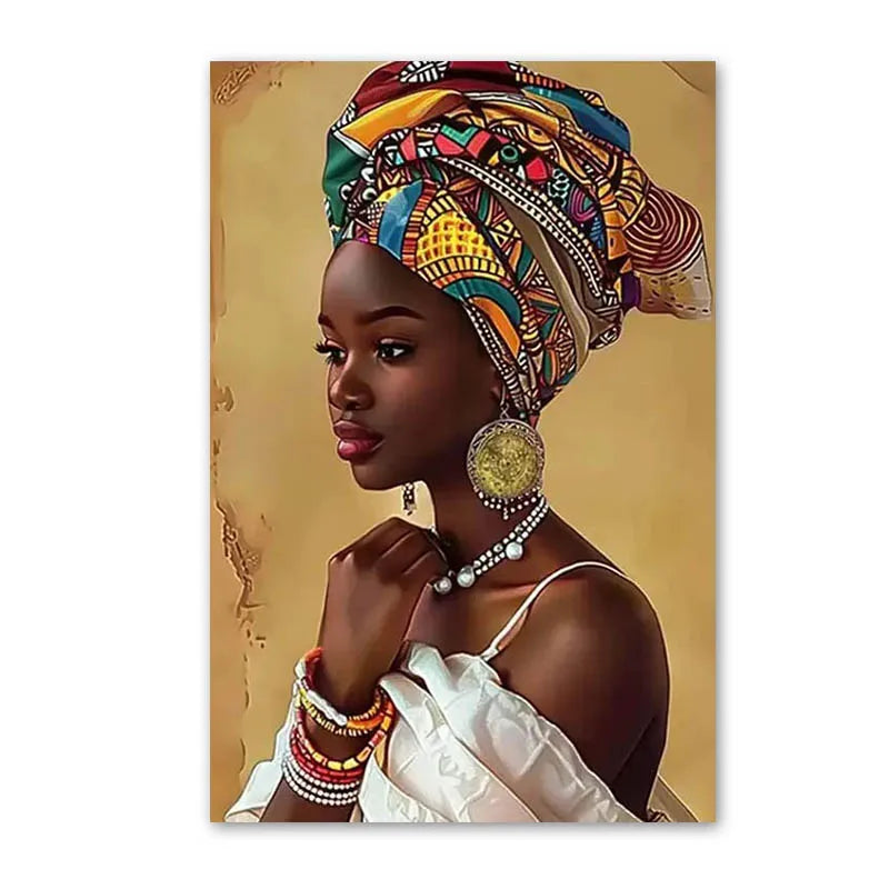 portrait femme géométrique toile coton tons chauds réaliste deco mur salon chambre erotique art