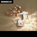 lampe murale moderne branches fleurs strass tête cerf blanc doré bleuclair