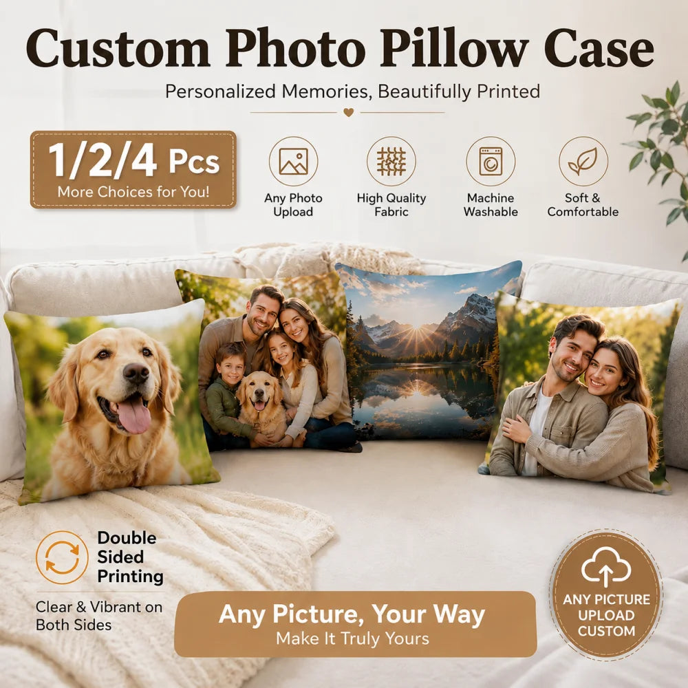 coussin personnalisé photo famille animaux moderne 30x30cm 40x40cm 45x45cm polyester double face déco