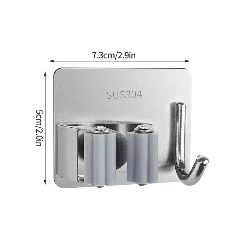 porte balai support mural salle bain argenté adhésif imperméable outils nettoyage moderne organisateur traceless