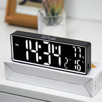 horloge numérique moderne écran led blanc noir vert compact rechargeable alarmes snooze acoustic control