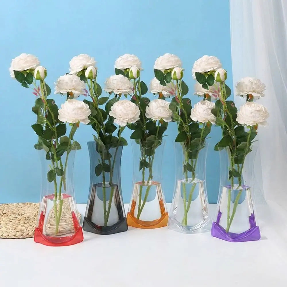 vases pliables transparents modernes rouge gris orange violet 24cm 14.5cm