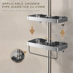 étagère douche argentée moderne vis fixations étagères accessoires toilettes shampooing savonDecoration