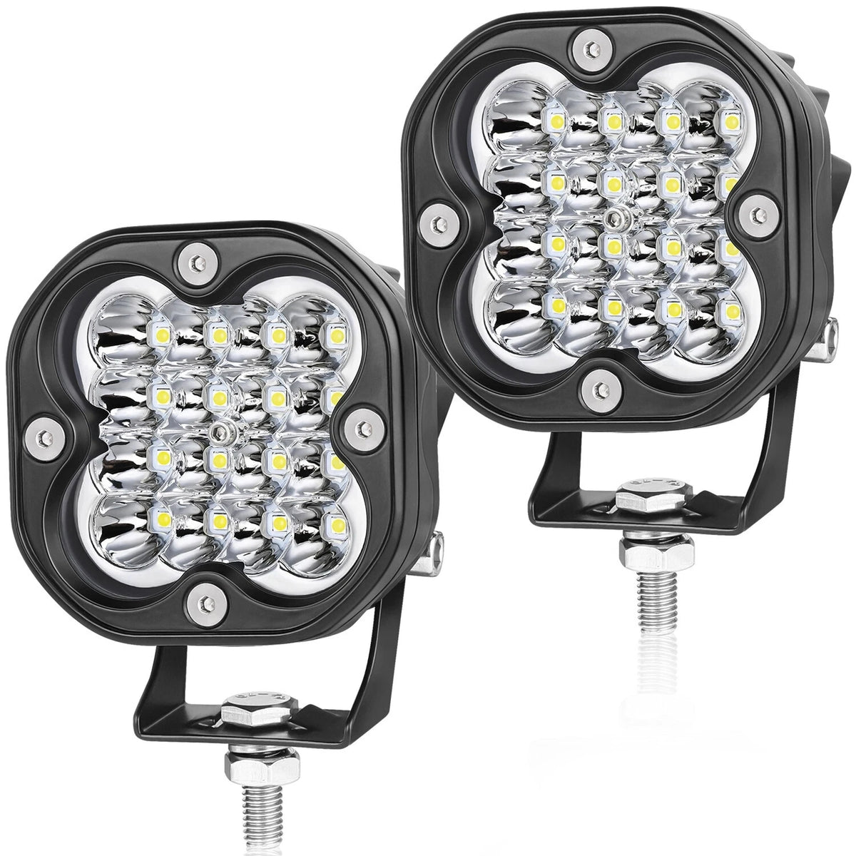 phares led noirs universels spot beam ip68 pillar toit montage vis fixations robustes modernes