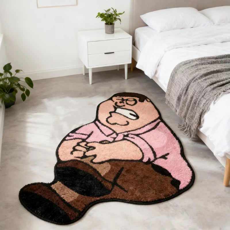tapis dessin animé rose bleu vert blanc antidérapant polyester confortable intérieur salon chambre