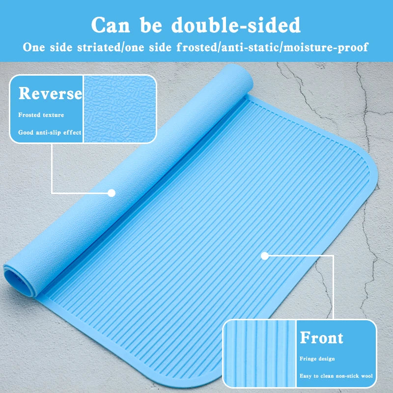 tapis antidérapant toilettage animaux couleur bleue verte jaune strié givré professionnel utilitaire