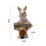 décoration extérieure figurine lapin bienvenue panneau fleurs coccinelle champêtre charmant résine