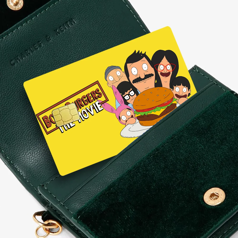 sticker adhésif carte crédit dessin animé bob's burgers the movie waterproof réutilisable bleu jaune