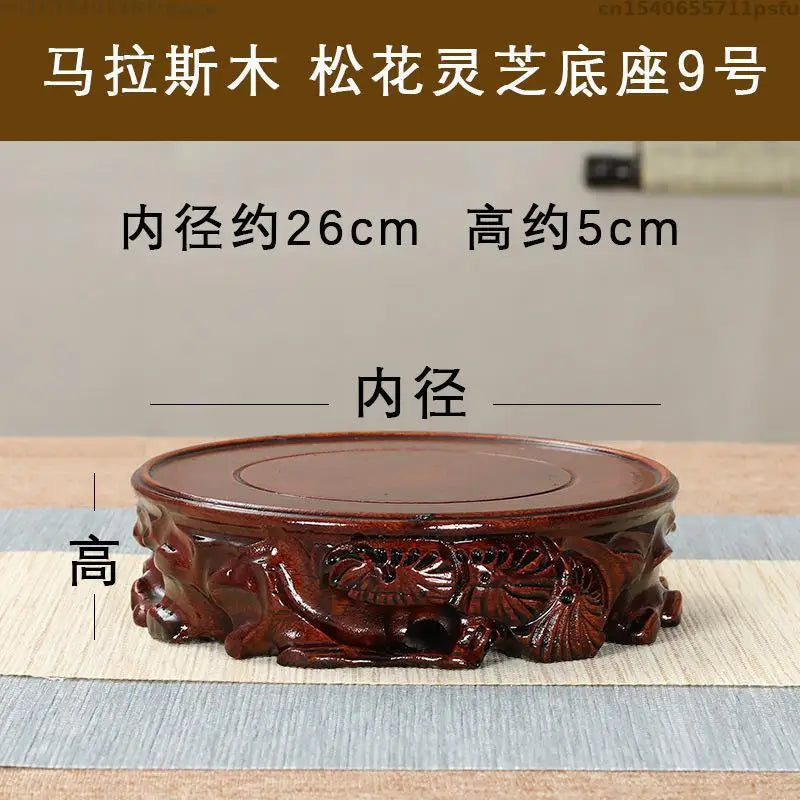 support décoratif bois massif sculpté vase pot fleur objet ancien