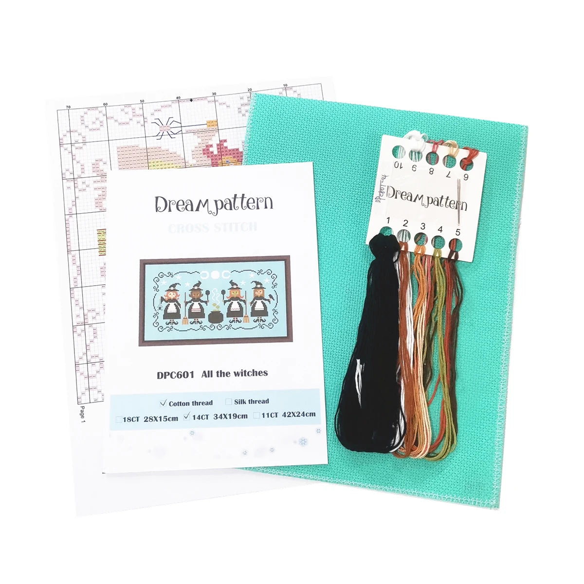 Kit broderie animaux hiver fruits instructions toile fil coton soie