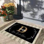 tapis d'entrée noir or blanc antidérapant lettres dorées floral douglas sweet homeextérieur classique