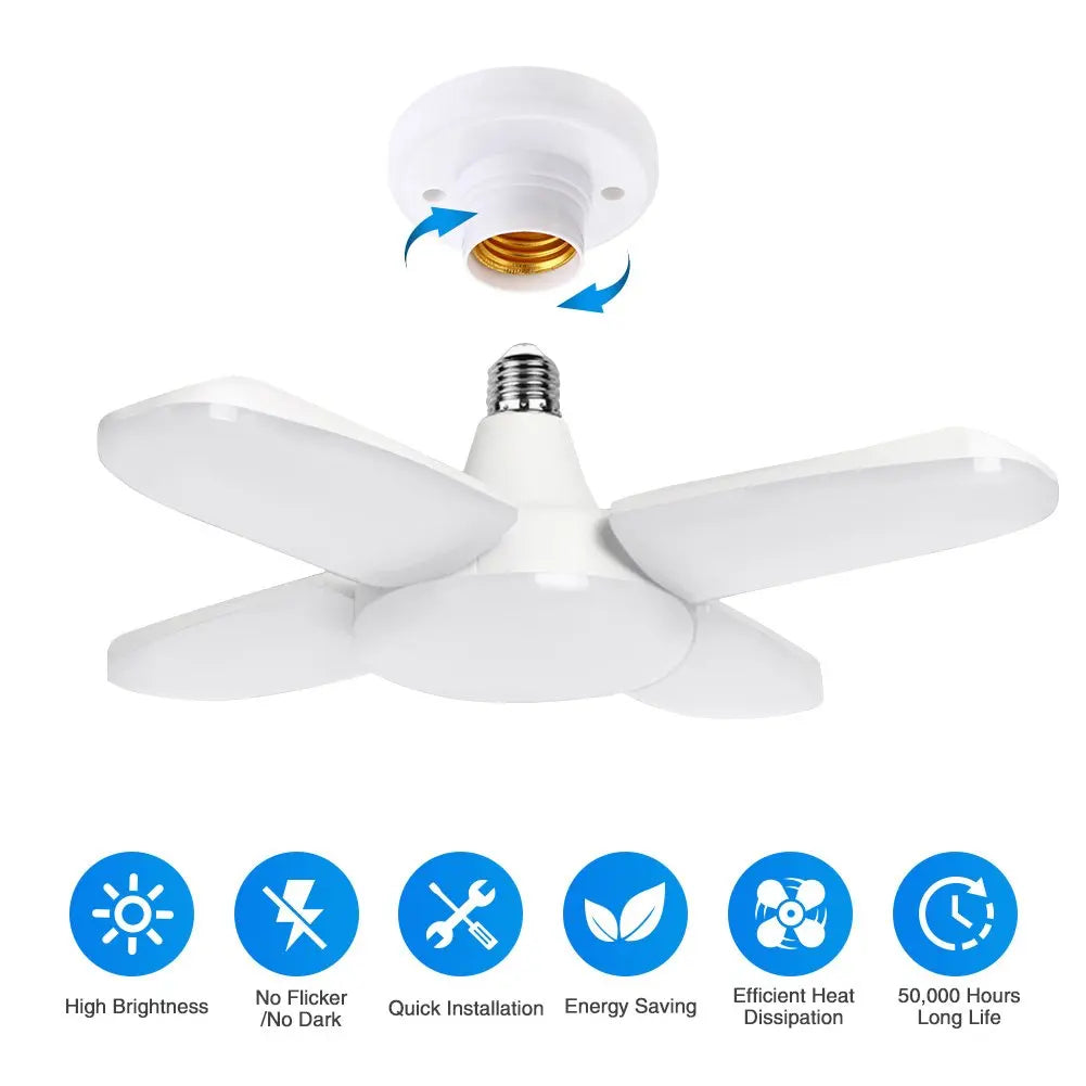 plafonnier led pliable blanc moderne clips lampe suspendue éventail e27 100leds 6500k