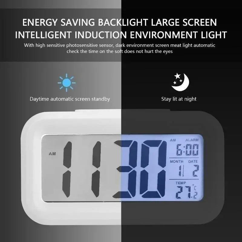 réveil digital horloge table led moderne calendrier alarme multifonction blanc vert bleu rose
