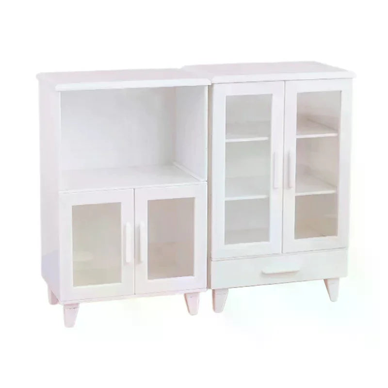 meubles miniatures blancs vintage étagères portes vitrées tiroirs decoration maison poupée