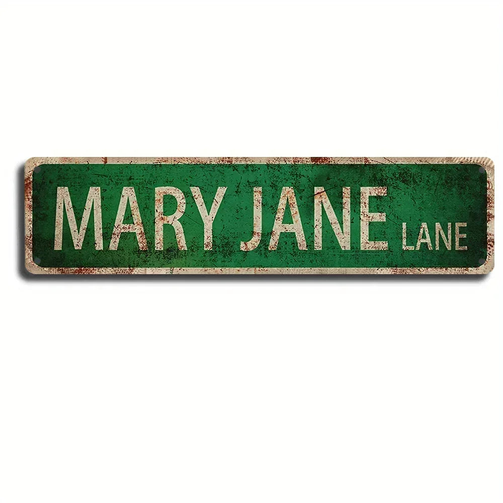 plaque rue vintage grunge fixations rustique décoration murale métal vert foncé