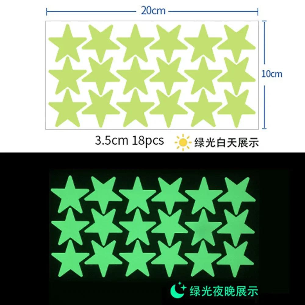 sticker lumineux étoiles vert fluo moderne adhésif chambre enfant décoration mur pièce