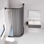 rideau douche gris blanc bleu rayures vertical opacité moderne fixe baignoire toile polyester tuftée